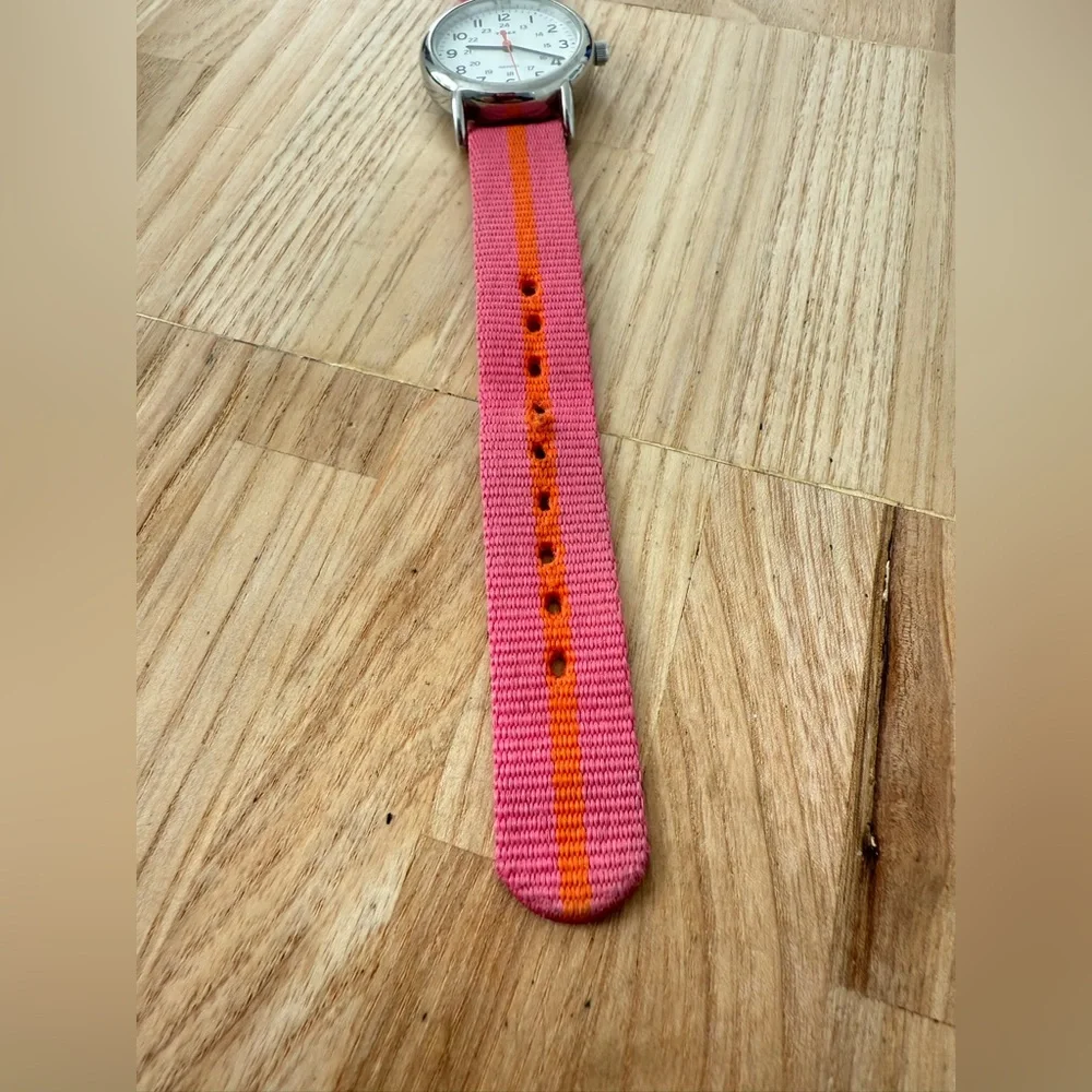 Timex weekender ladies pink and orange strap watch NEW BATTERY